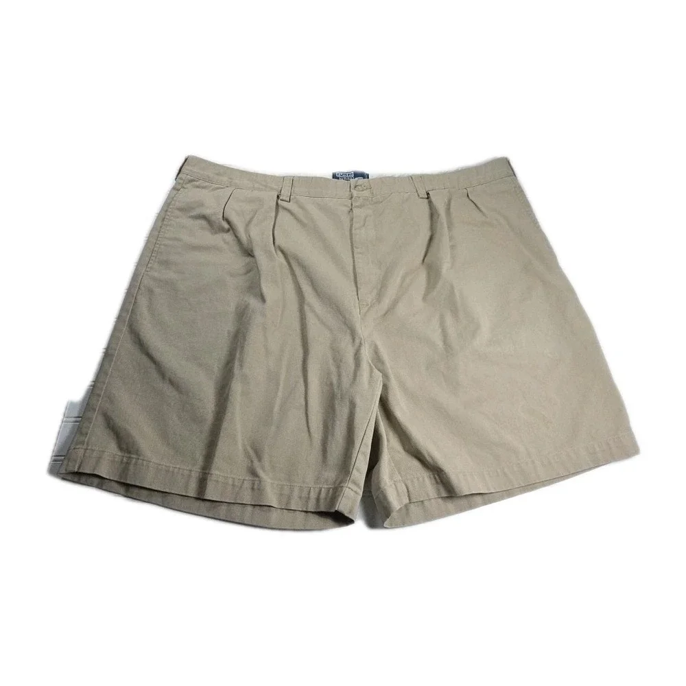 Polo Ralph Lauren Tyler Pleated Chino Shorts BEIGE Men's 50 Vintage Y2K Preppy‎